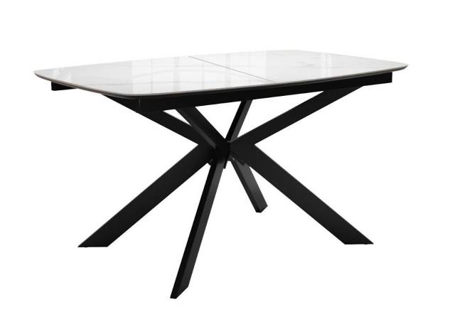 Стол DikLine BK140 керамика Carrara Gloss (мрамор глянец белый), подстолье черное, опоры черные