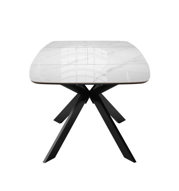Стол DikLine BK140 керамика Carrara Gloss (мрамор глянец белый), подстолье черное, опоры черные