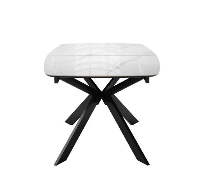 Стол DikLine BK140 керамика Carrara Gloss (мрамор глянец белый), подстолье черное, опоры черные