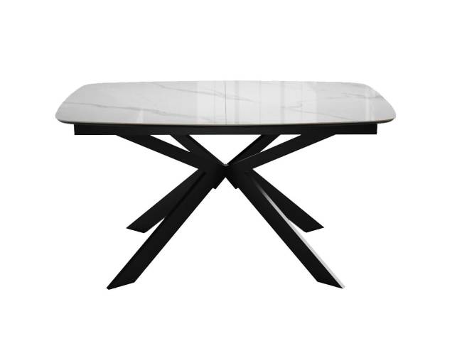 Стол DikLine BK140 керамика Carrara Gloss (мрамор глянец белый), подстолье черное, опоры черные