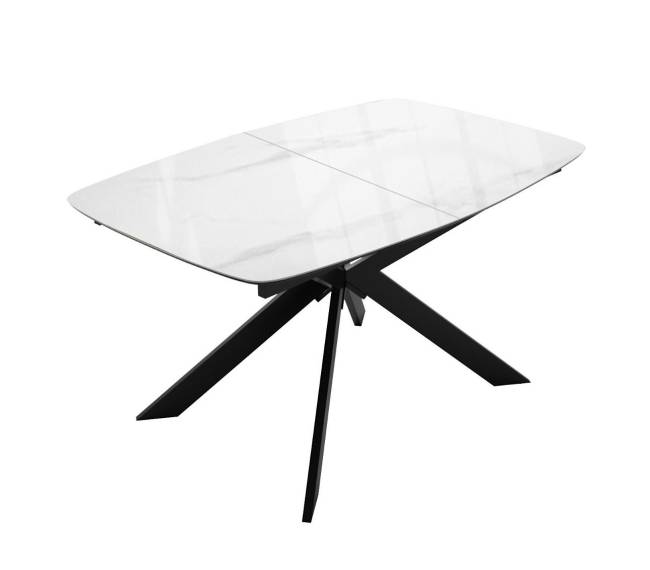 Стол DikLine BK140 керамика Carrara Gloss (мрамор глянец белый), подстолье черное, опоры черные