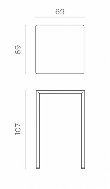 Стол барный ламинированный Piave 70 High тортора 690х690х1070 мм