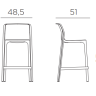 Стул пластиковый полубарный Net Stool Mini агава 485х510х900 мм