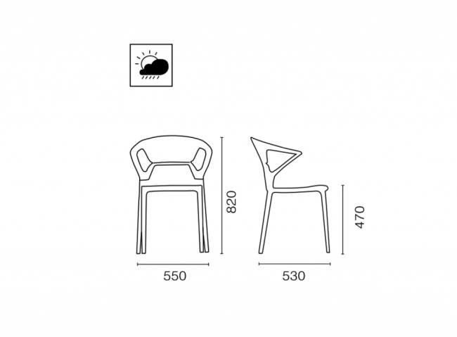 Кресло пластиковое Ego-K черный, прозрачный 550х530х820 мм