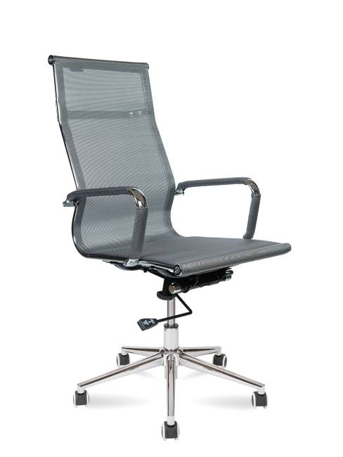 Кресло офисное / Хельмут только Москва / УЦЕНКА (grey) сталь + хром / серая сетка