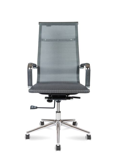 Кресло офисное / Хельмут только Москва / УЦЕНКА (grey) сталь + хром / серая сетка