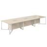 SP.0107.AR.AR.WH / Стол переговорный 4200х1400х750 / столешница:акация равелло, подстолье:акация равелло, металлокаркас:белый, лючок:серый