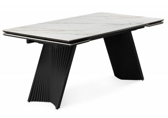 Вейв 160(220)х89 белый с прожилками gilt white / черный