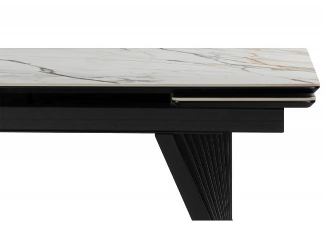 Вейв 160(220)х89 белый с прожилками gilt white / черный