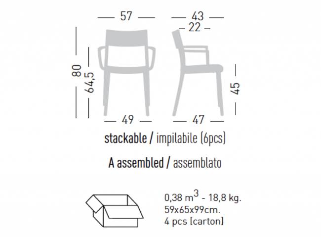 Кресло пластиковое To-Me B белый 490х470х800 мм