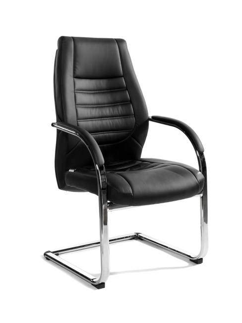 Кресло офисное / Лорд CF / черная экокожа/ хром полозья