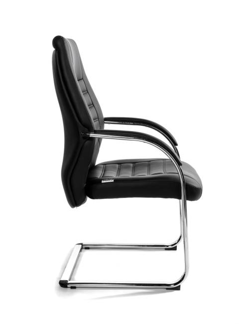 Кресло офисное / Лорд CF / черная экокожа/ хром полозья