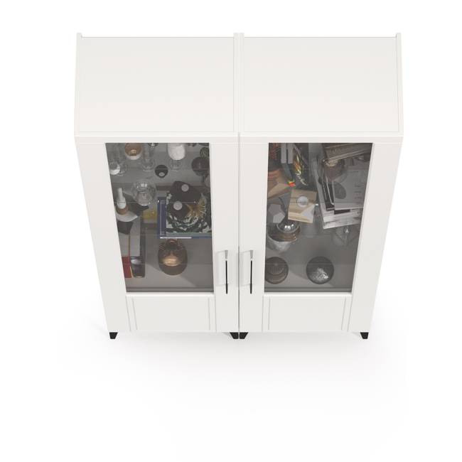 Два пенала со стеклом в гостиную Валенсия цвет белый шагрень