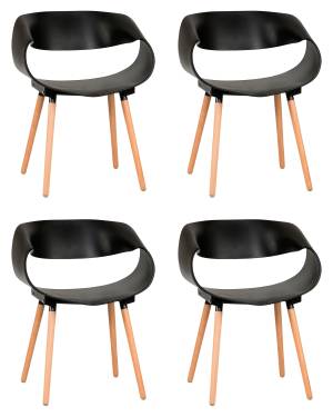 Набор 4 шт Стул обеденный DOBRIN ALIEN, ножки светлый бук, цвет чёрный (B-03)