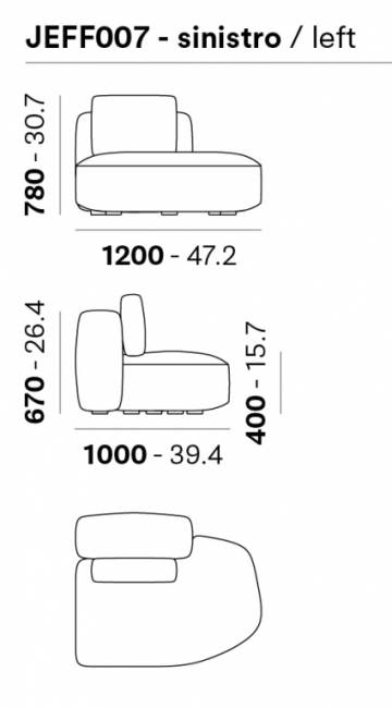 Модуль мягкий левый Jeff 1200х1000х780 мм