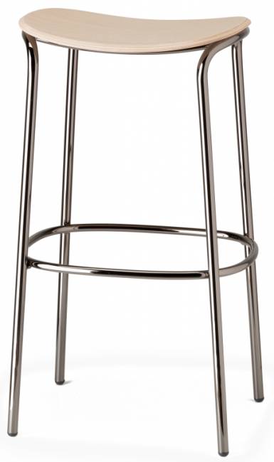 Табурет деревянный барный Trick Wood черный глянцевый никель, натуральный дуб 350х350х770 мм