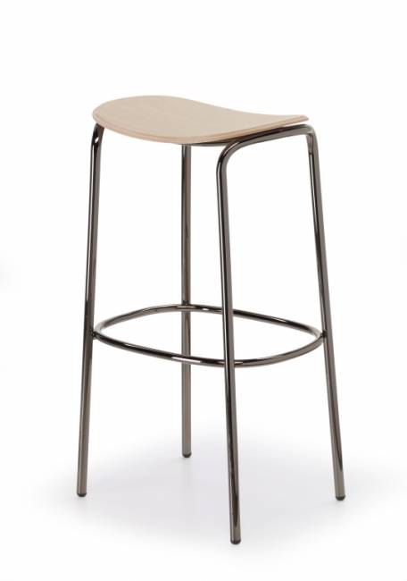 Табурет деревянный барный Trick Wood черный глянцевый никель, натуральный дуб 350х350х770 мм