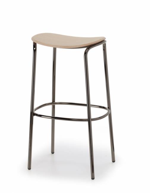 Табурет деревянный барный Trick Wood черный глянцевый никель, натуральный дуб 350х350х770 мм