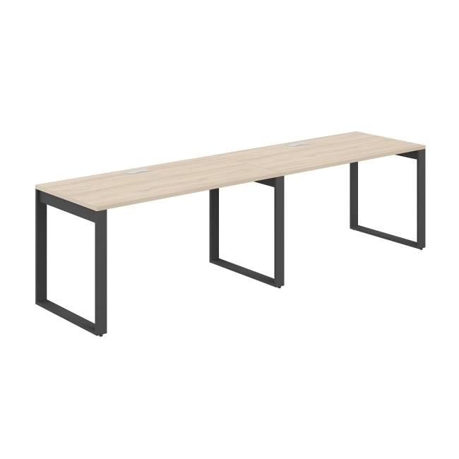 AG.175.AR.L.72.AN / Рабочая станция s-b-s 2800х700х750 / профиль О-образный: 70х20 антрацит; лючок: серебро; столешница: акация равелло