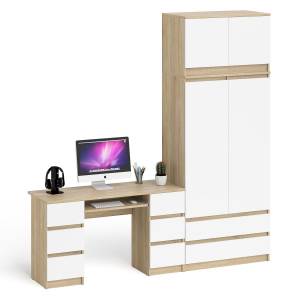 Стол 2-х тумбовый компьютерный со шкафом и антресолью на 900 Мори цвет дуб сонома/белый