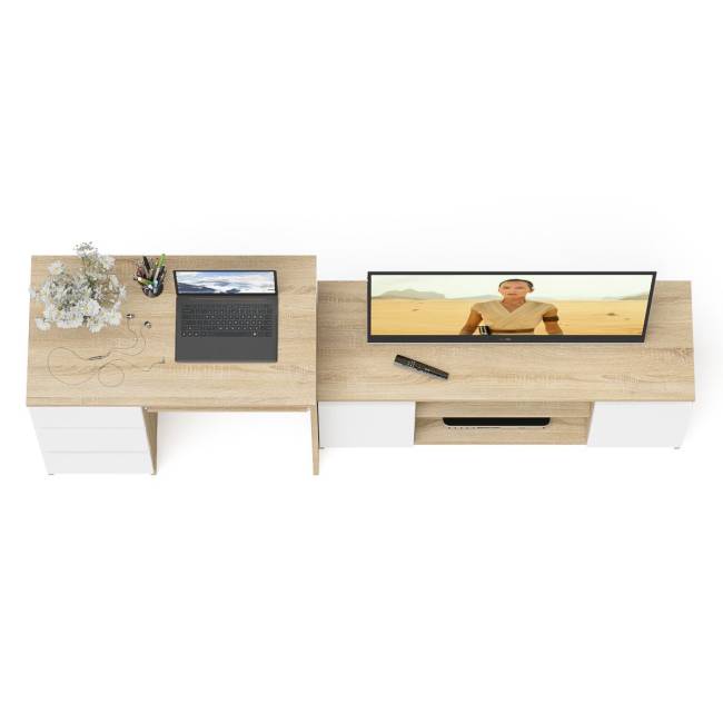 Стол компьютерный однотумбовый МС-6 левый с тумбой 1200-1 Мори цвет дуб сонома/белый