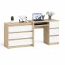 Компьютерный стол с тремя ящиками МС-6 правый с комодом на три ящика Мори цвет дуб сонома/белый