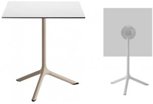 Стол ламинированный обеденный складной Tripe Folding тортора, белый 600х600х740 мм