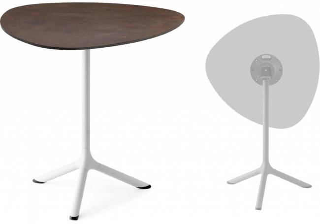 Стол ламинированный обеденный складной Tripe Folding белый, кортен 640х640х740 мм