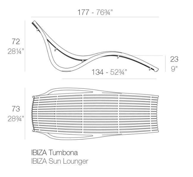 Лежак пластиковый Ibiza Basic тортора 1770х730х720 мм