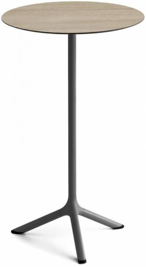 Стол ламинированный барный Tripe антрацит, состаренный дуб тортора Ø600х1100 мм