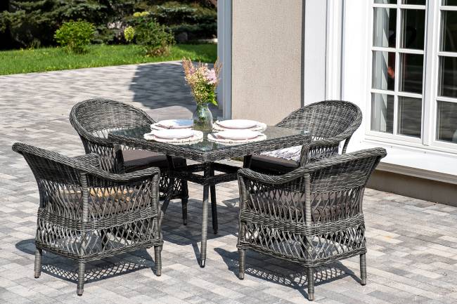 "Сицилия" обеденная группа плетеная, цвет графит "Сицилия" обеденная группа плетеная, цвет графит