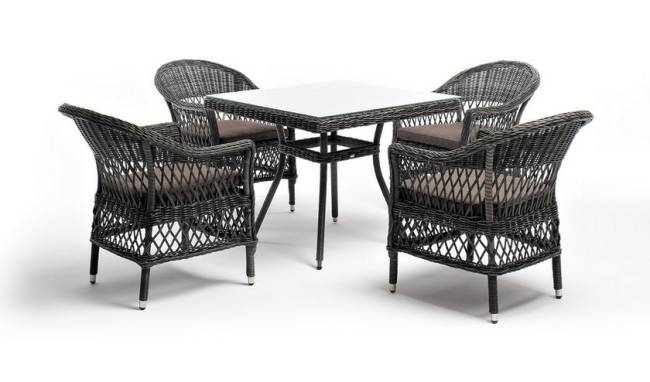 "Сицилия" обеденная группа плетеная, цвет графит "Сицилия" обеденная группа плетеная, цвет графит
