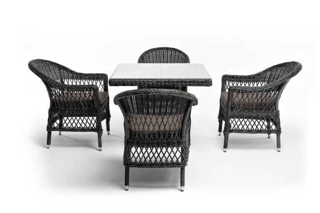 "Сицилия" обеденная группа плетеная, цвет графит "Сицилия" обеденная группа плетеная, цвет графит