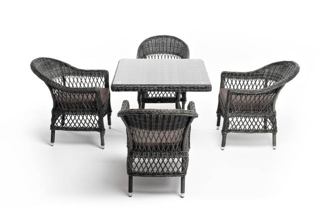 "Сицилия" обеденная группа плетеная, цвет графит "Сицилия" обеденная группа плетеная, цвет графит