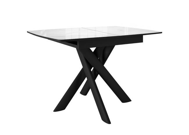 Стол DikLine DKB110, Керамика Carrara Gloss (мрамор глянец белый)/подстолье черное/опоры черные