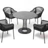 "Лион" обеденная группа на 4 персоны со стульями "Лион" темно-серый, круглый стол "серый гранит"