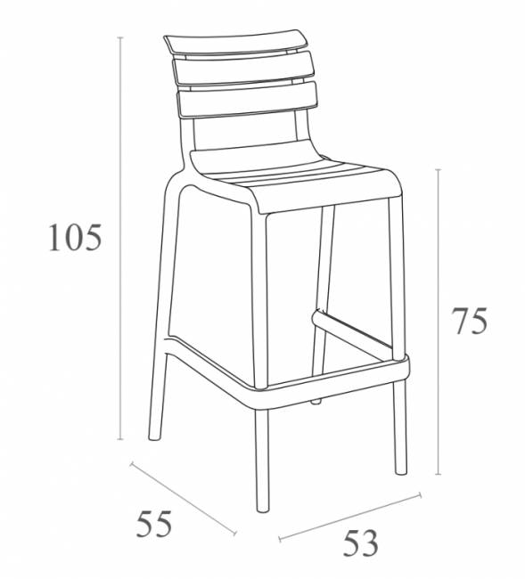 Стул пластиковый барный Helen Bar 75 черный 530х550х1050 мм