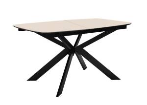 Стол DikLine BK140 керамика Krater Perla (бежевый матовый), подстолье черное, опоры черные Стол DikLine BK140 керамика Krater Perla (бежевый матовый), подстолье черное, опоры черные