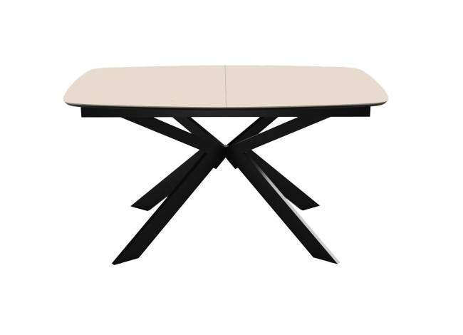 Стол DikLine BK140 керамика Krater Perla (бежевый матовый), подстолье черное, опоры черные