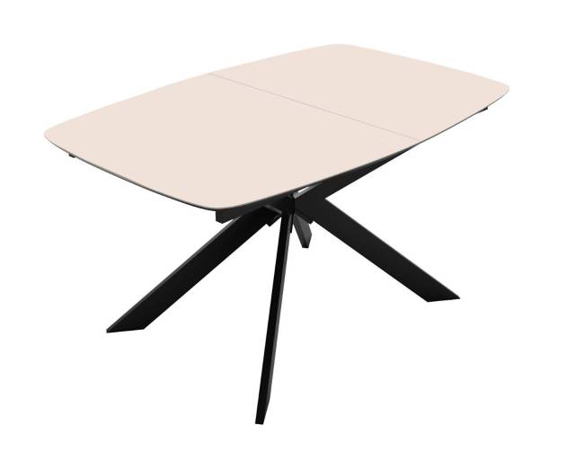 Стол DikLine BK140 керамика Krater Perla (бежевый матовый), подстолье черное, опоры черные