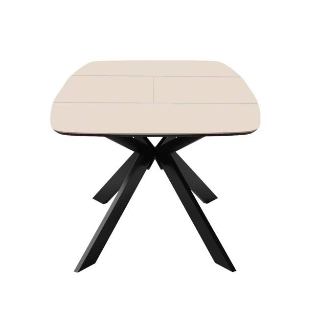 Стол DikLine BK140 керамика Krater Perla (бежевый матовый), подстолье черное, опоры черные