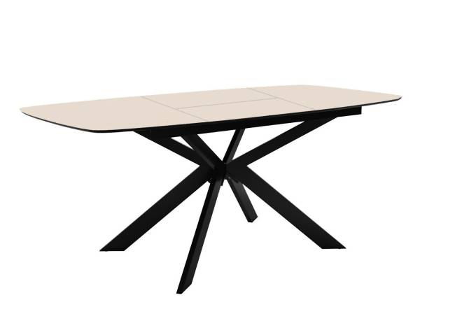 Стол DikLine BK140 керамика Krater Perla (бежевый матовый), подстолье черное, опоры черные