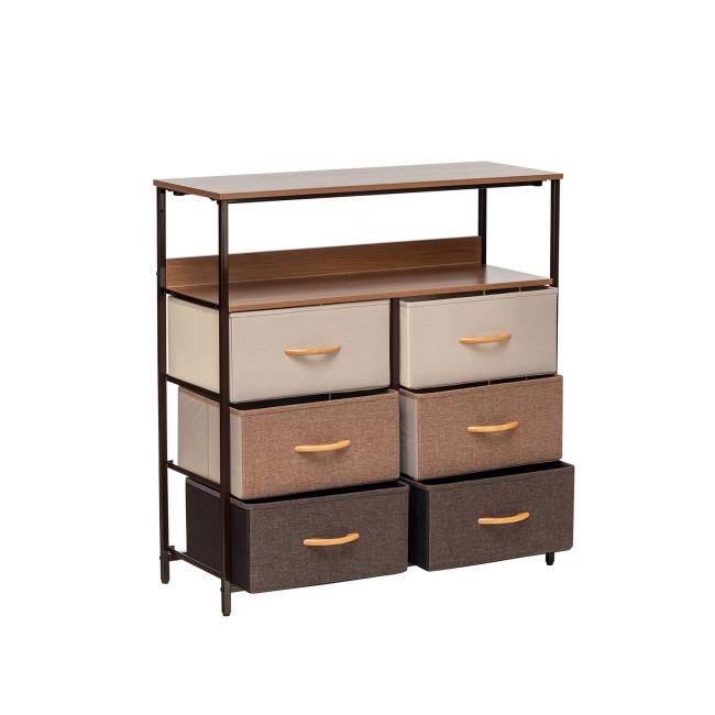 Комод Leset Локи 6 ящ. с полкой Коричневый Бежевый, светло-коричневый, темно-коричневый