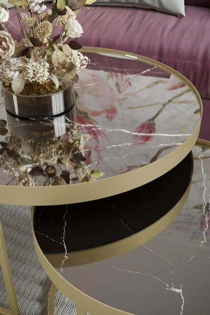 Комплект столов журнальных "Джуан 550/750", неро/золото