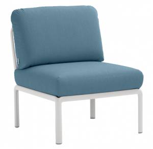 Модуль центральный пластиковый с подушками Komodo Elemento Centrale белый, синий 720х780х880 мм