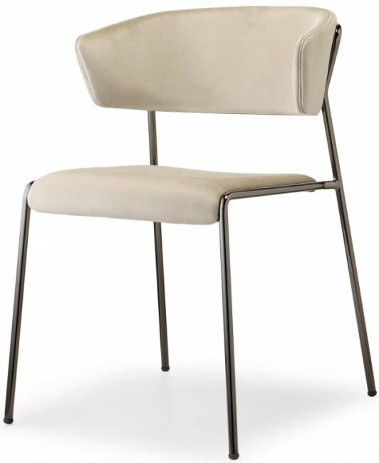 Кресло с обивкой Lisa черный глянцевый никель, слоновая кость 510х560х770 мм