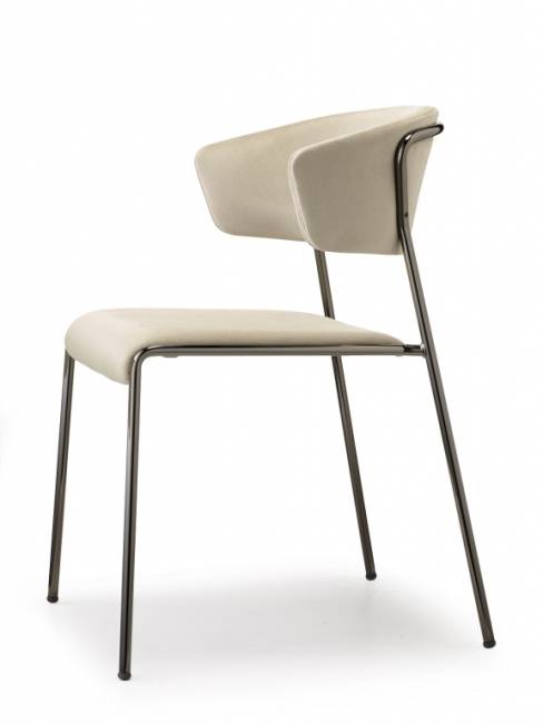 Кресло с обивкой Lisa черный глянцевый никель, слоновая кость 510х560х770 мм