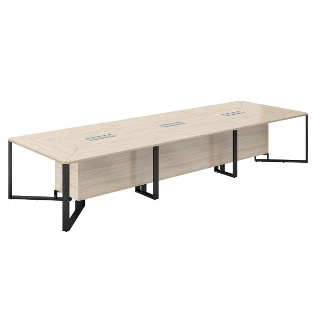 SP.0107.AR.AR.AN / Стол переговорный 4200х1400х750 / столешница:акация равелло, подстолье:акация равелло, металлокаркас:антрацит, лючок:серый