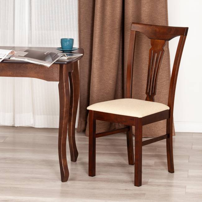 Стул - Гермес/ Hermes дерево гевея, 43х49х94см, Cappuchino , ткань бежевая (S178-4) (Комплект из 2 шт.) капучино дерево гевея