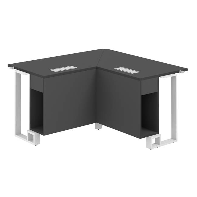SP.0115.AN.AN.WH / Модуль угловой 1200х1200х750 / столешница:антрацит, подстолье:антрацит, металлокаркас:белый, лючок:серый